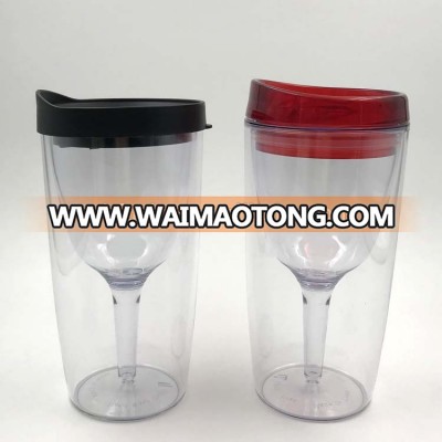 14oz and 16oz plastic double wall wine tumblers,wine cups with lid