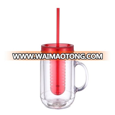 BPA free 20oz Plastic Mason Jar with handle and straw and beautiful PVC inserts